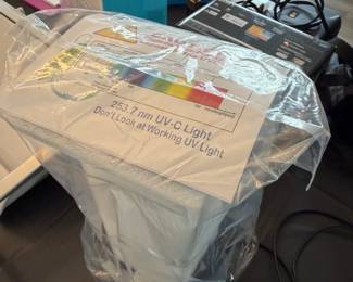 UVC Germicidal Light Fixture with Safety Warnings