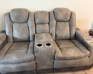 Ashley Furniture NextGen DuraPella Performance Fabric Dual Power Reclining Loveseat with Console