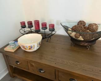 Rustic Wood Coffee Table with Three Drawers