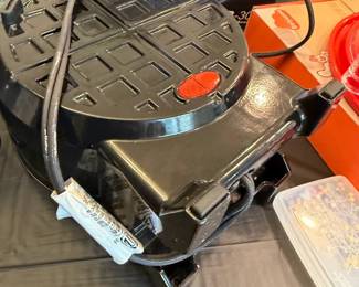 Vintage Black Enameled Waffle Maker