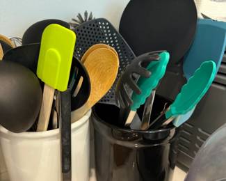 Assorted Kitchen Utensils and Crocks