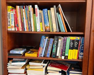 Traditional CherryFinish Bookcase with Assorted Educational and Technical Library