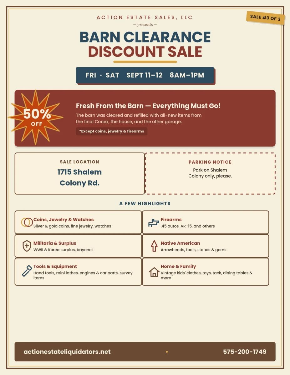 Action Estate Sales Discount Sale Event Flyer
