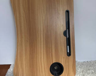 Lot 27: Wooden laptop desk with foldable legs