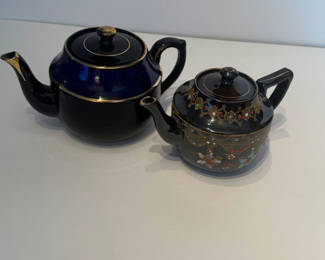 Lot 41: Vintage British Teapot Lot of 2 - Cobalt Blue Price Bros & Moriage Standard England