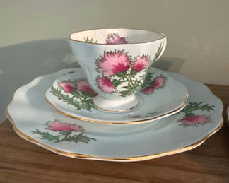 Lot 57: EB Foley “Thistle” Three Piece Tea Set
