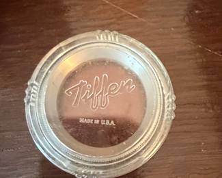 Vintage Tiffin Glass Company Clear Glass Ashtray with "Tiffen" Logo