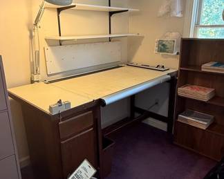 Vintage Drafting Table with Parallel Bar