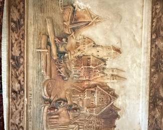 Vintage Osborne Ivorystone Plaque - Flemish Water Scene