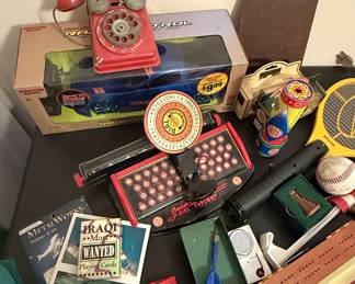 Vintage Marx Junior Dial Typewriter and Assorted Collectibles Lot