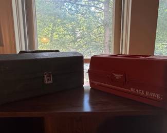 Fenwick Black Hawk 1052 Tackle Box and Vintage Green Tackle Box