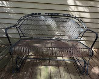 Vintage Wrought Iron Garden Glider Settee Attributed to Woodard