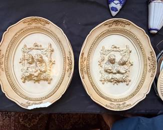 Pair of Alexander Backer Co. Chalkware Wall Plaques