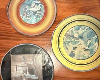 Set of 3 Vintage Reverse Painted Glass Plaques