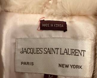 Jacques Saint Laurent Paris New York Rabbit Fur Coat
