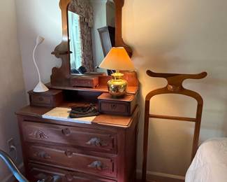 Victorian Eastlake Marble-Top Dresser with Mirror