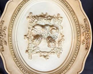 Alexander Backer Chalkware Cherub Wall Plaque