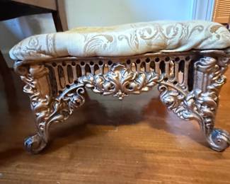 Victorian Style Cast Iron Footstool with Acanthus Leaf and Scrollwork