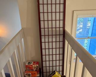 Red Lantern 6 ft. Dark Red 4-Panel Room Divider