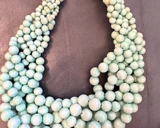 Multi-Strand Seafoam Green Bubble Bead Necklace