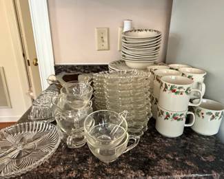 Spode Christmas Tree Pattern Dinnerware and Pressed Glass Collection