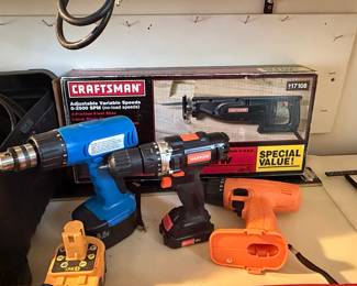 Assorted Cordless Power Tool Lot - Craftsman, Warrior, and Ryobi-style
