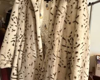 Dennis Basso Faux Fur Animal Print Coat