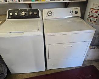 Full-size top-load washing machine & electric dryer — GE washer and Whirlpool dryer. Available separately or make an offer on the pair. Buyer responsible for removal. Working condition/as is.