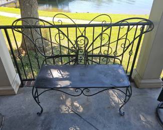 Wrought Iron Butterfly Bench
