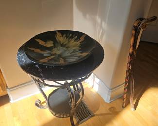 Small Round Marble top and Metal Table