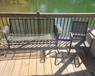 Wrought Iron Glider and Chair