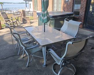 Cast Iron Table and chairs with Marble top