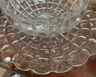 Fostoria glass punch bowl and underplate