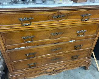 White marble inset commode