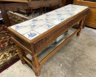 Dutch tile top serving table