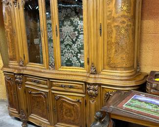 Amazing Palatial Rococo French Inlaid Serpentine-Front Breakfront