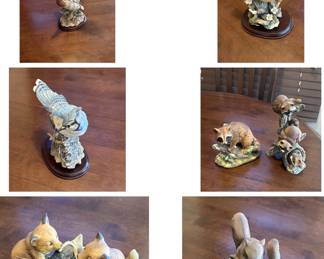 Porcelain  Animals; foxes, squirrel, racoon, duck, bird