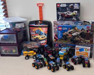 Monster Trucks, Hot Wheels, Legos, MarioKart, Crayons