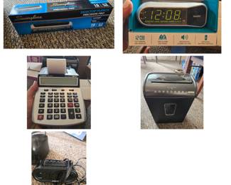Office Supplies, Clocks, Shredder, hole punch, calculator