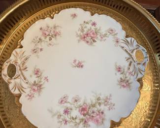 Haviland & Co Limoges Plate (pink floral/gold trim)