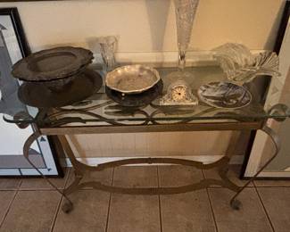 Glass top console table
