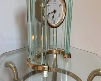 Vintage Seiko Glass and Gold-Tone Mantel Clock