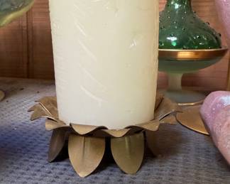 Vintage Brass Lotus Petal Candle Holder
