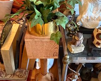 Vintage Wooden Owl Plant Stand