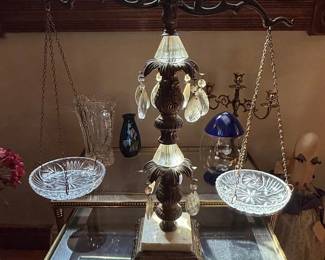 Vintage Hollywood Regency Crystal Scales of Justice