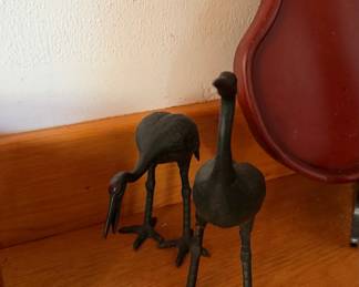 Vintage Cast Iron Crane Figurines