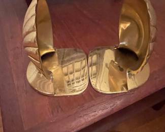 Vintage Brass Nautilus Shell Bookends