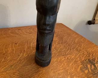 Vintage African Hand-Carved Ebony Wood Tribal Bust - Maasai Style