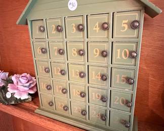 Wooden House Advent Calendar with Decorative Knobs