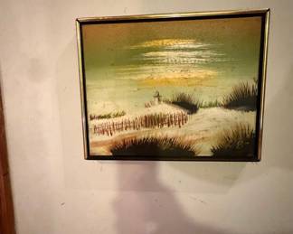 Vintage Coastal Seascape Oil Painting Signed R.B.S.